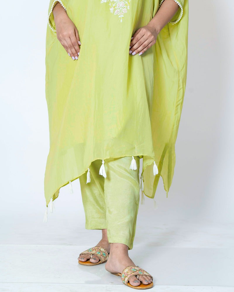 Pistachio Elegance Suit with Shatoon Plazo & Organza Dupatta
