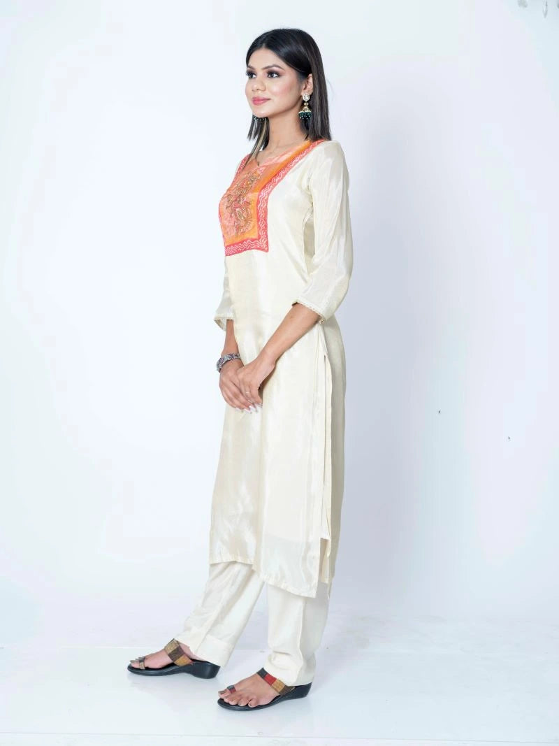 Opulent Cream Shimmar Opada Suit Set