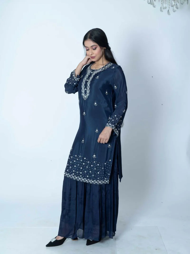 Navy Allure Sharara Suit Set