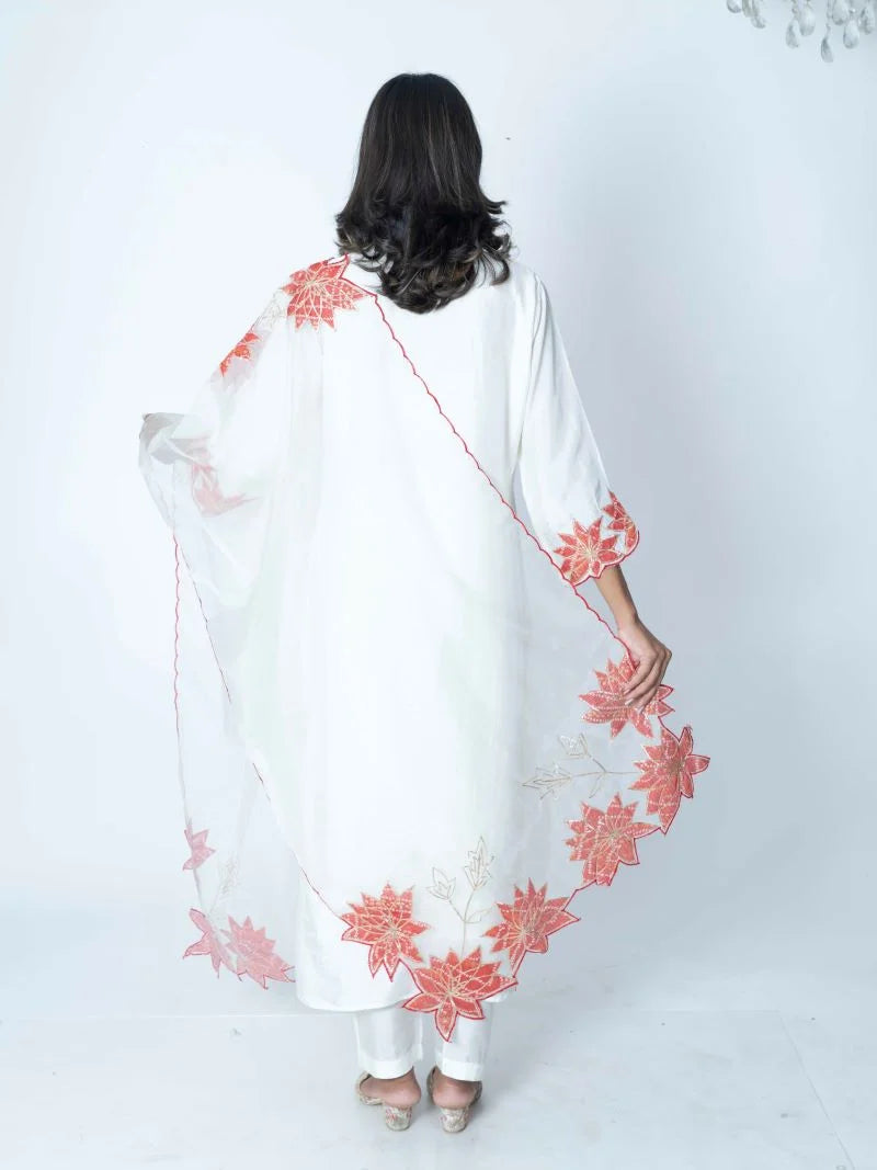 Ivory Elegance Off-White Silk Suit Set