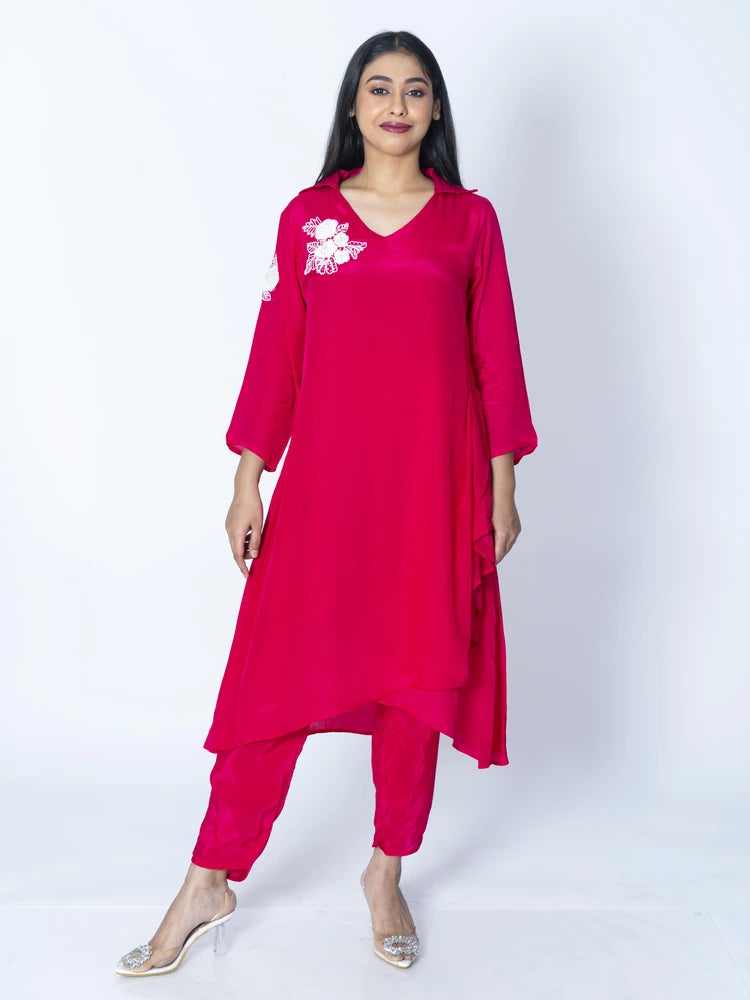 Luxe Appeal: Magenta Crepe Co-Ord Outfit