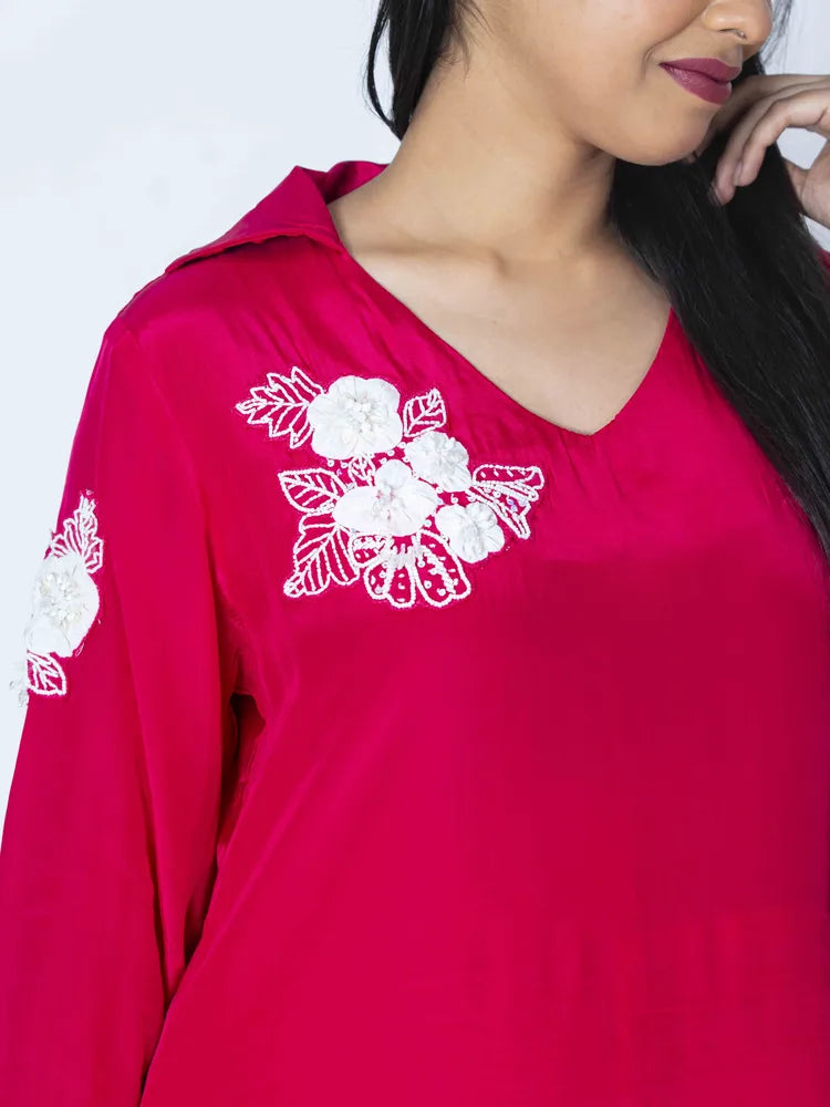 Luxe Appeal: Magenta Crepe Co-Ord Outfit