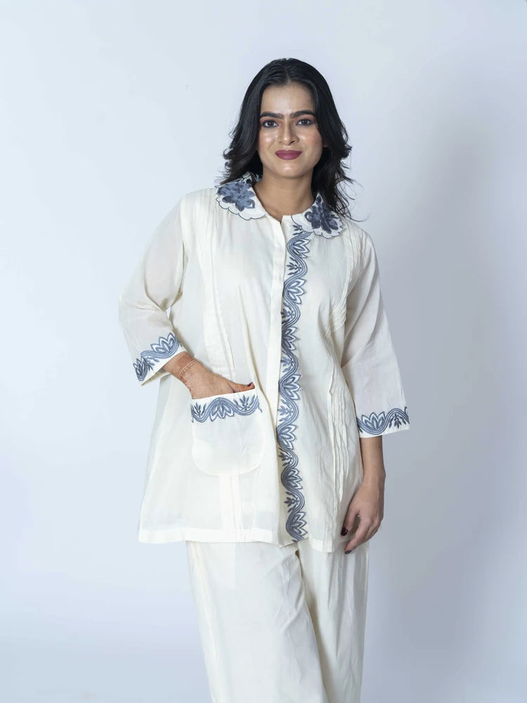 Elegant Cream Cotton Co-Ord Set