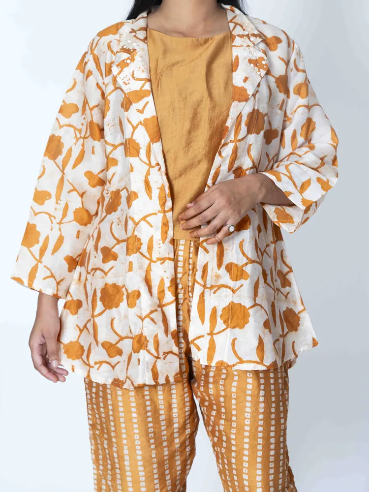 Dual Elegance: Brown Peach Crepe Co-Ord Set