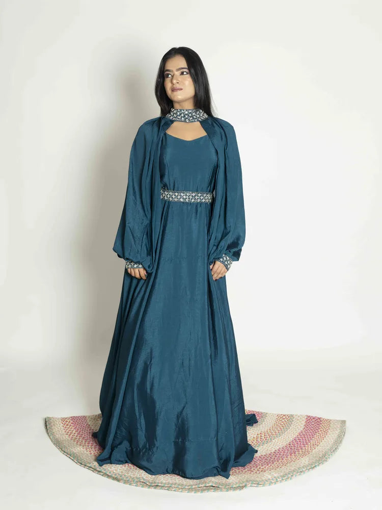 Elegant Chinnon Green blue Dress