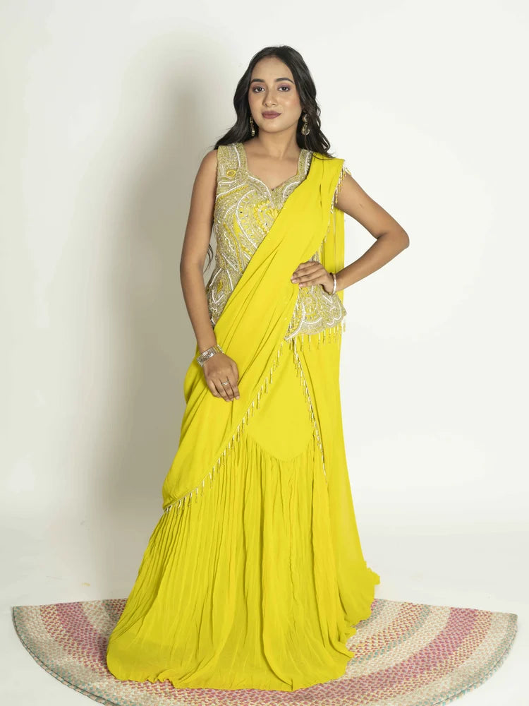 Parrot Green Grace – Peplum with Skirt & Dupatta Set (5083-5094)