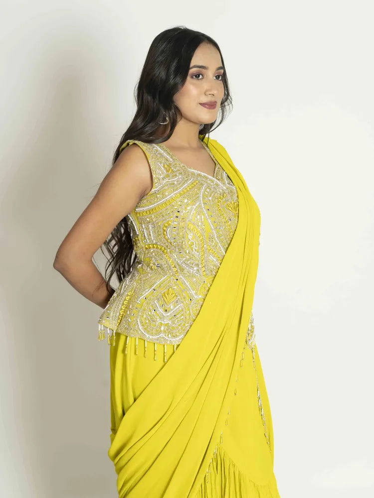 Parrot Green Grace – Peplum with Skirt & Dupatta Set (5083-5094)
