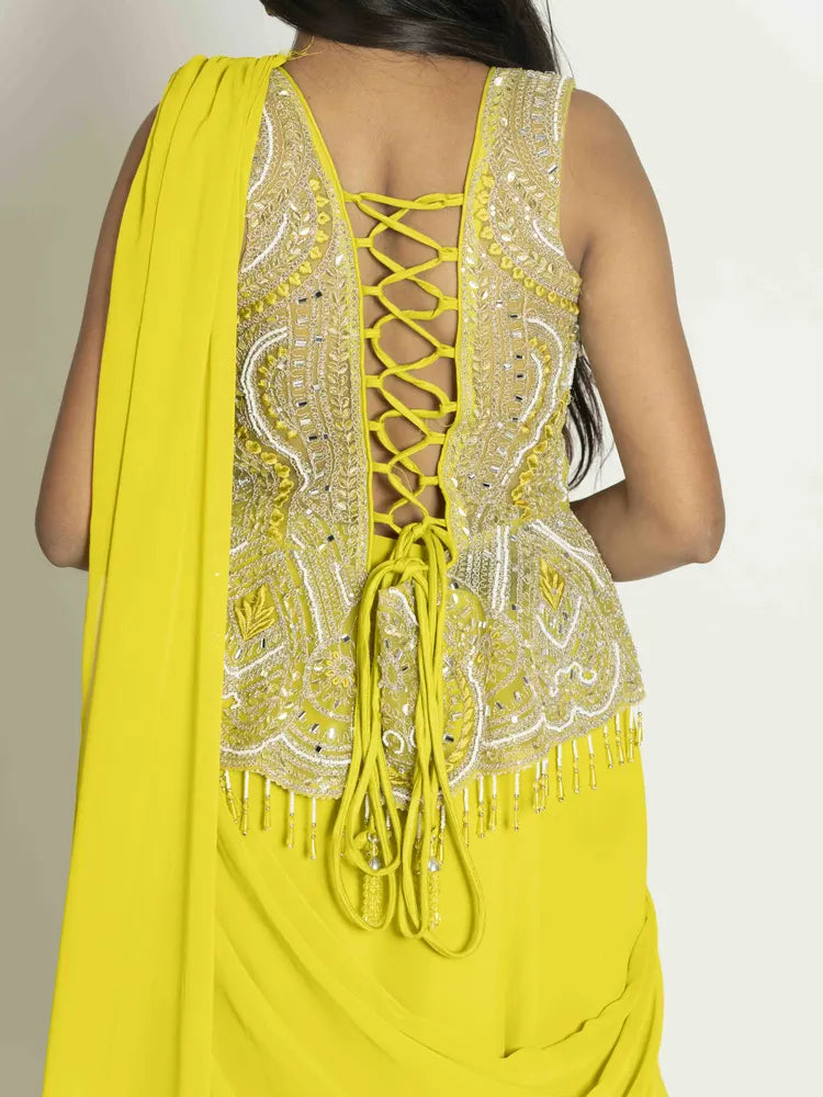 Parrot Green Grace – Peplum with Skirt & Dupatta Set (5083-5094)