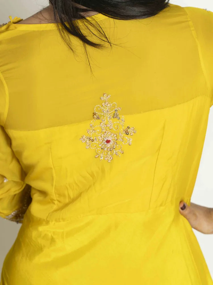 Yellow Chinnon Organza Dress