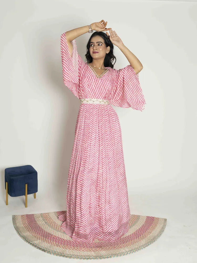 Pink (Rani) Anarkali Dupatta Belt Suit