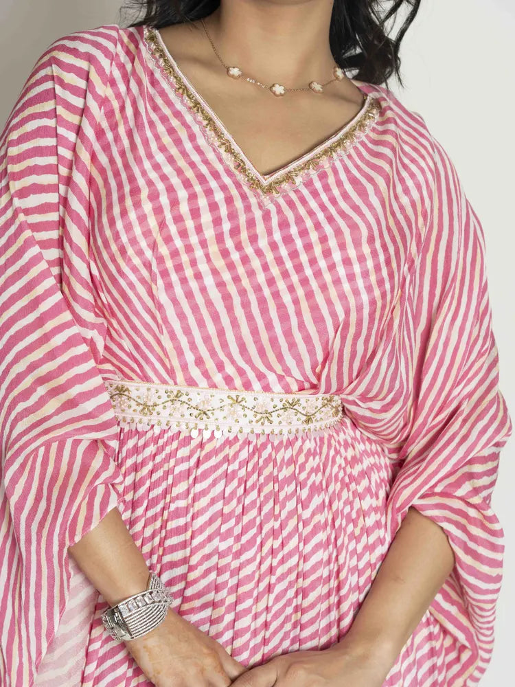 Pink (Rani) Anarkali Dupatta Belt Suit