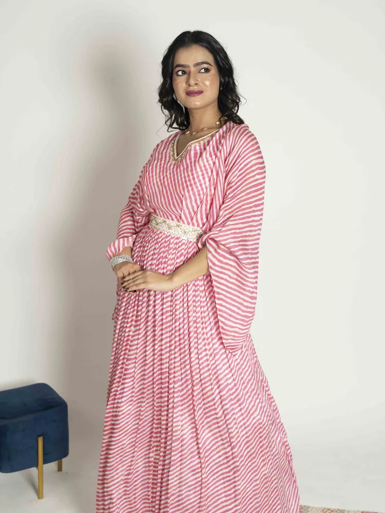 Pink (Rani) Anarkali Dupatta Belt Suit