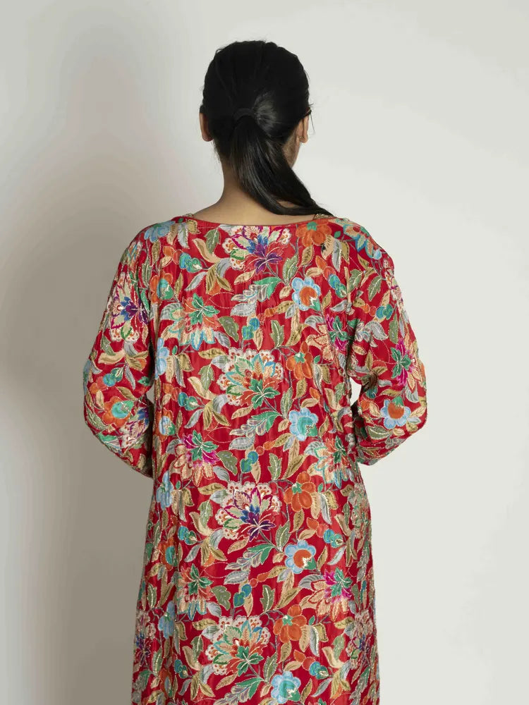 Red Radiance – Shrug, Palazzo & Crop Top Set