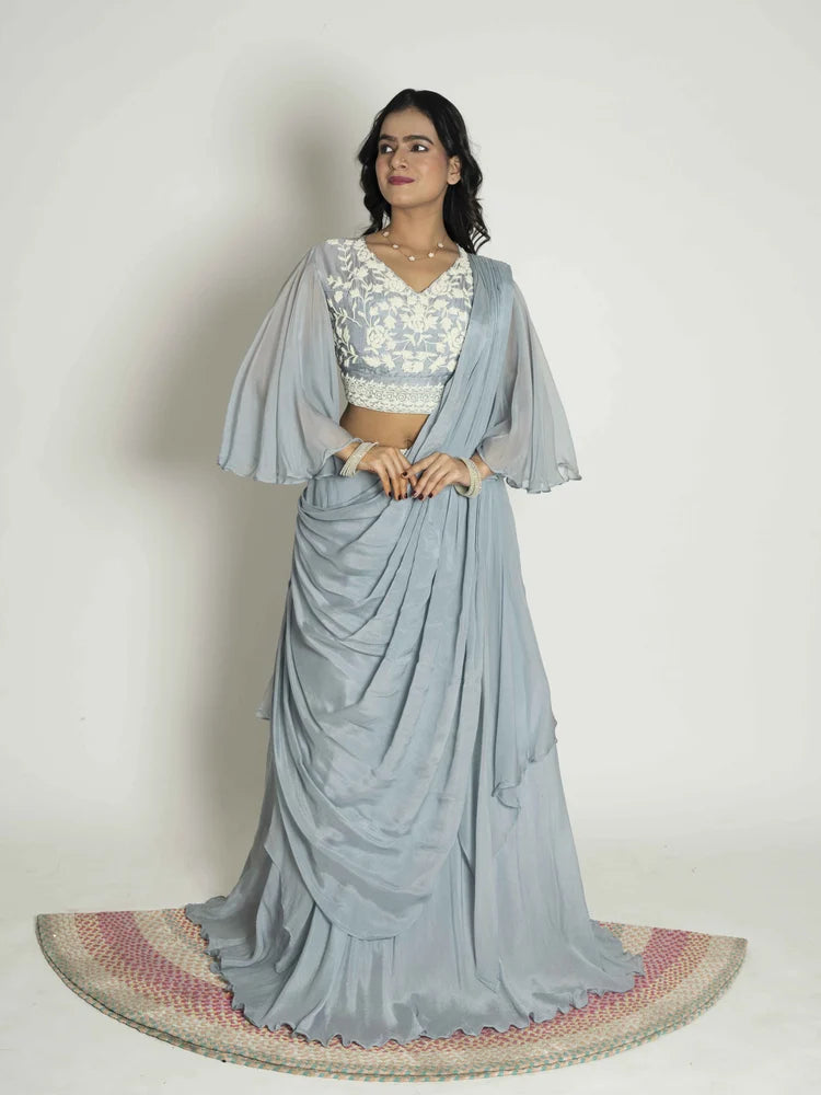 Ice Grey Charm – Drape Skirt