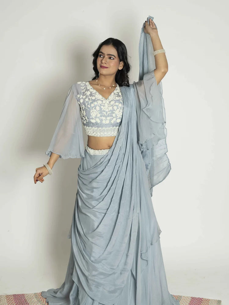 Ice Grey Charm – Drape Skirt