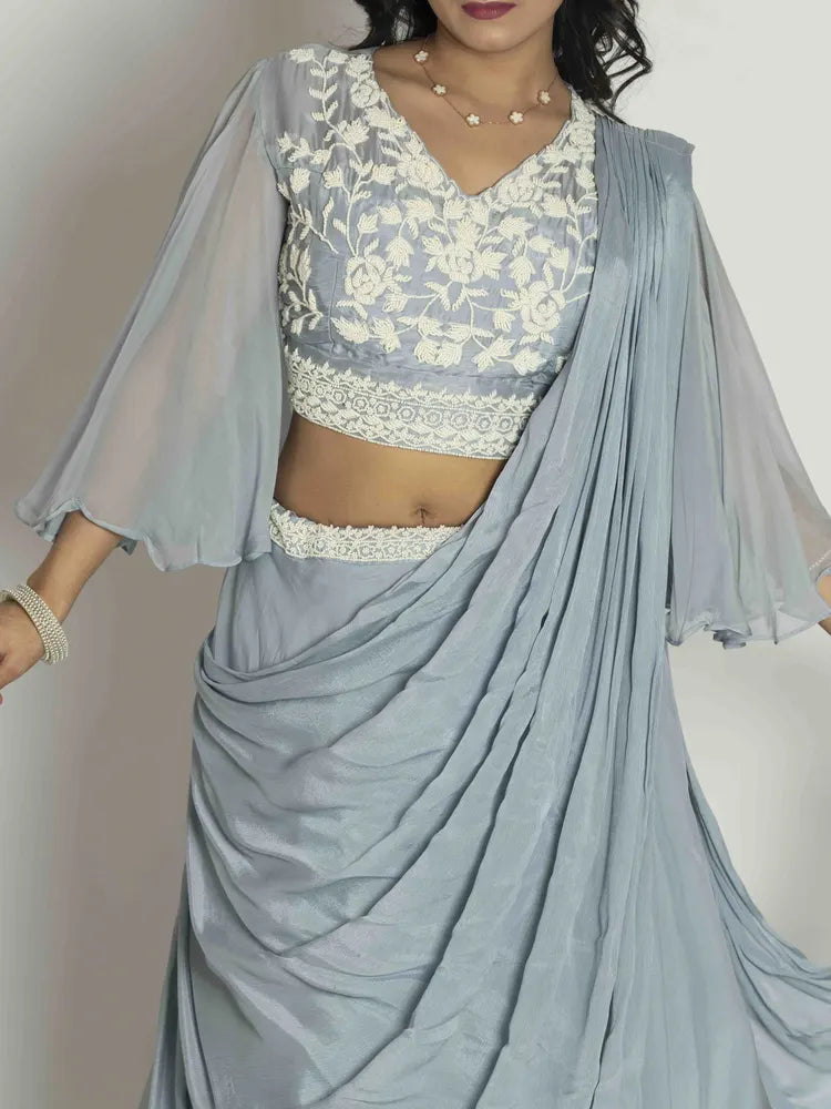 Ice Grey Charm – Drape Skirt