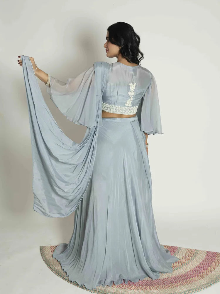 Ice Grey Charm – Drape Skirt