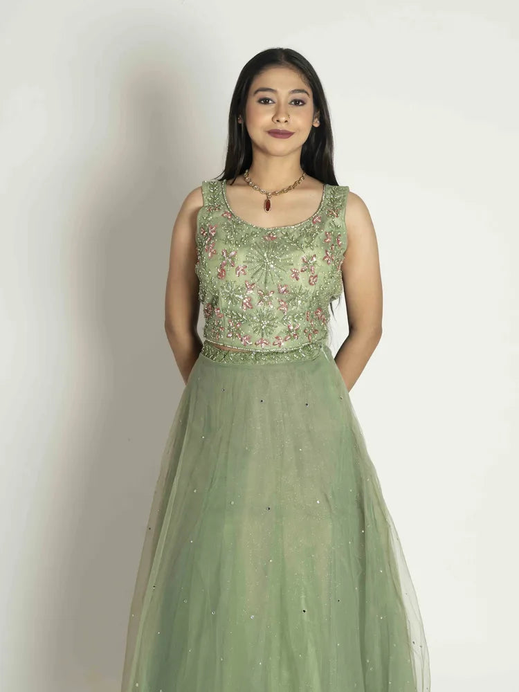 Mehndi Dream Crop Top, Skirt & Dupatta