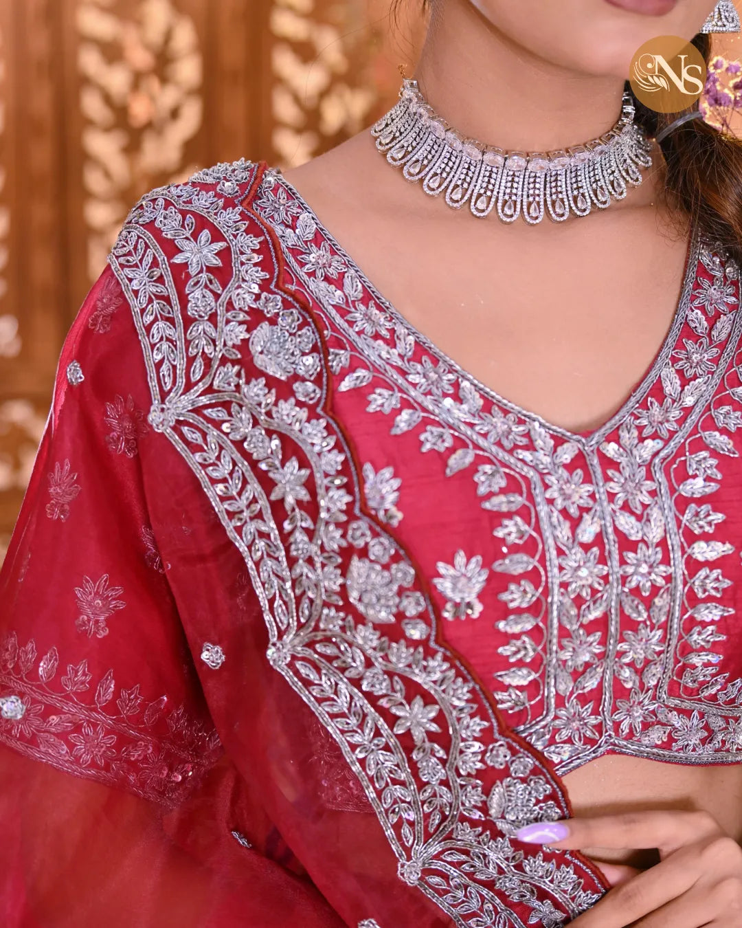 Zareen's Royal Bliss: Red & Purple Wedding Lehenga (Signature Series)