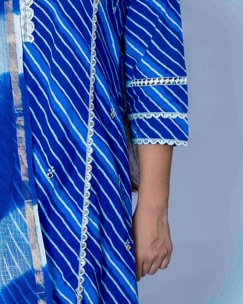 Azure Stripes Blue Chinoon Suit