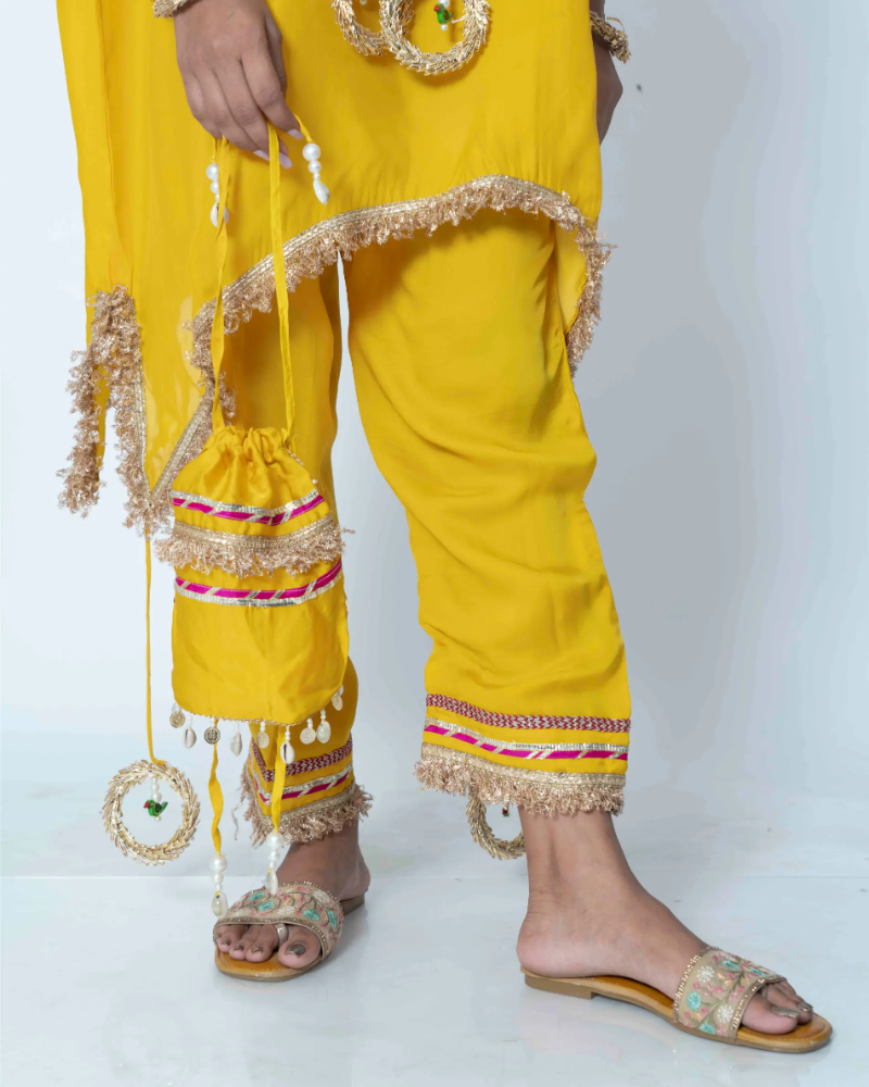 Golden Aura Yellow Silk Suit