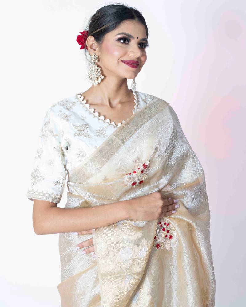 Golden Crush Tissue Saree