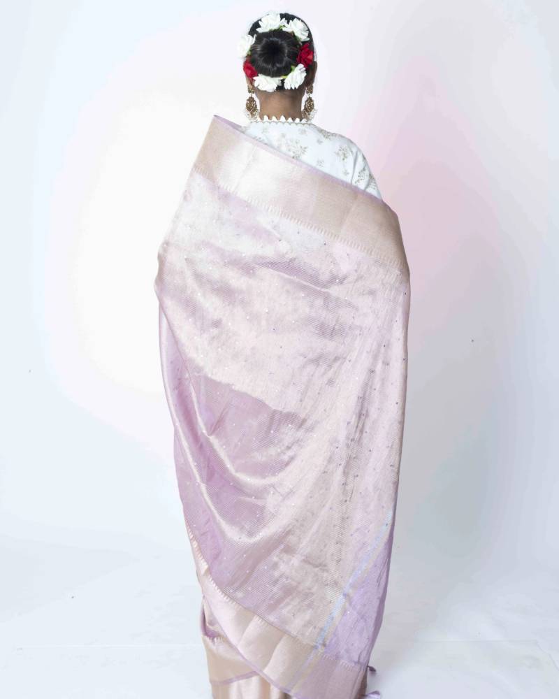 Royal Aura Purple Organza Banarasi Saree with Handwork