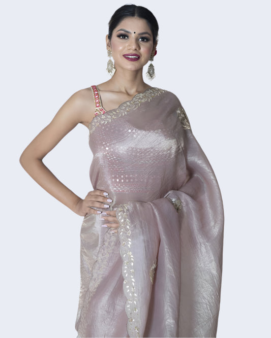 Cheeku Charm Shimmar Organza Saree with Handwork