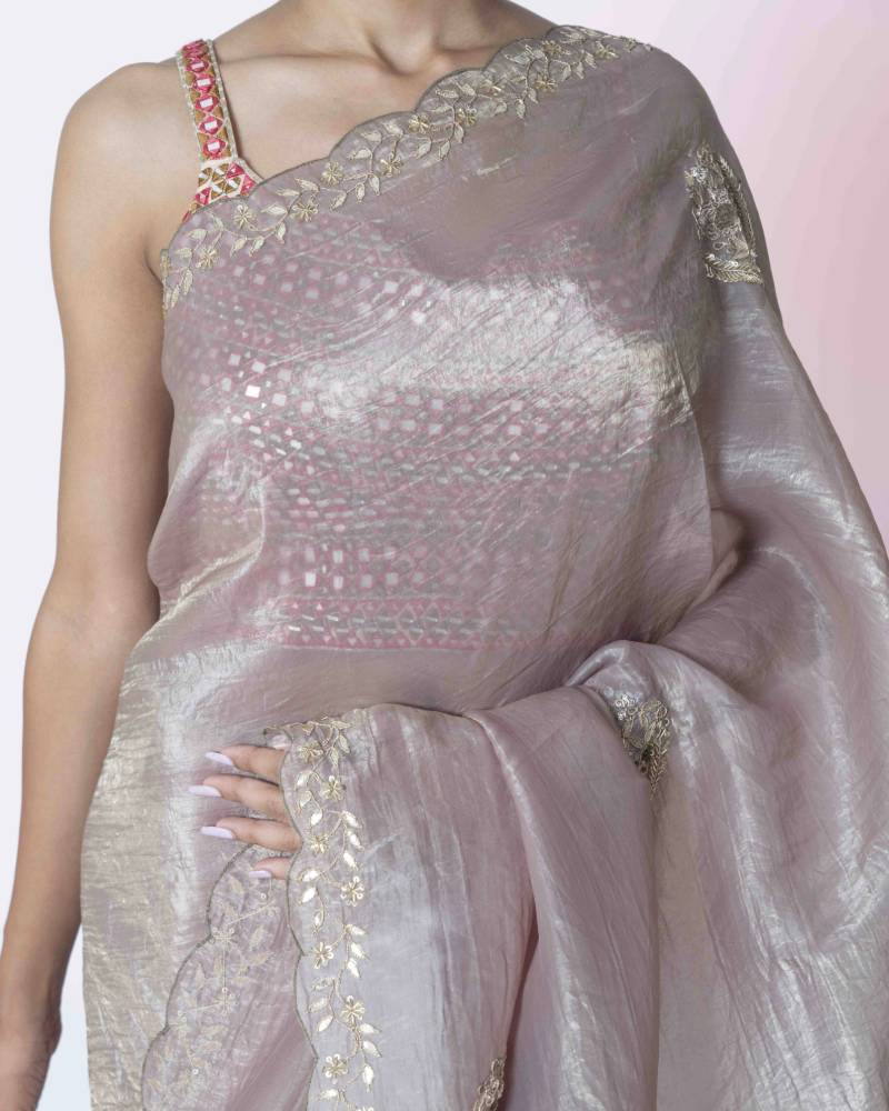 Cheeku Charm Shimmar Organza Saree with Handwork