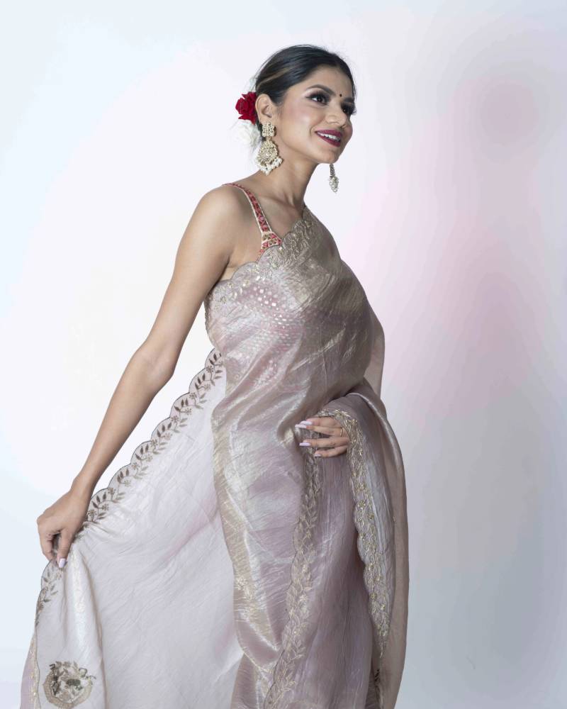 Cheeku Charm Shimmar Organza Saree with Handwork