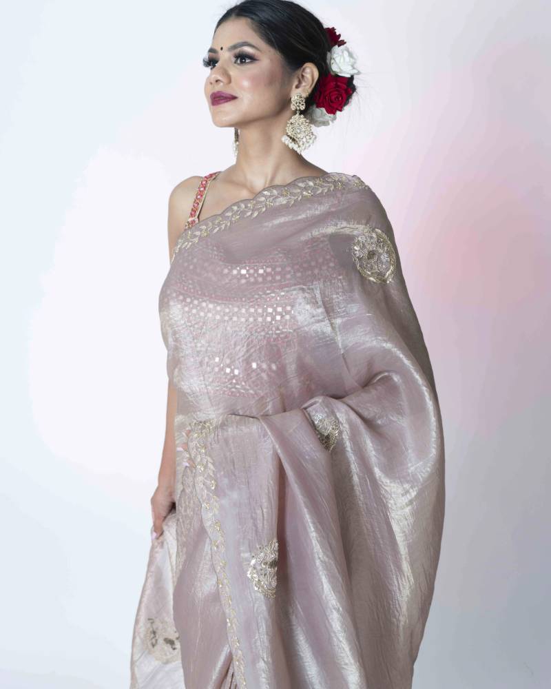 Cheeku Charm Shimmar Organza Saree with Handwork