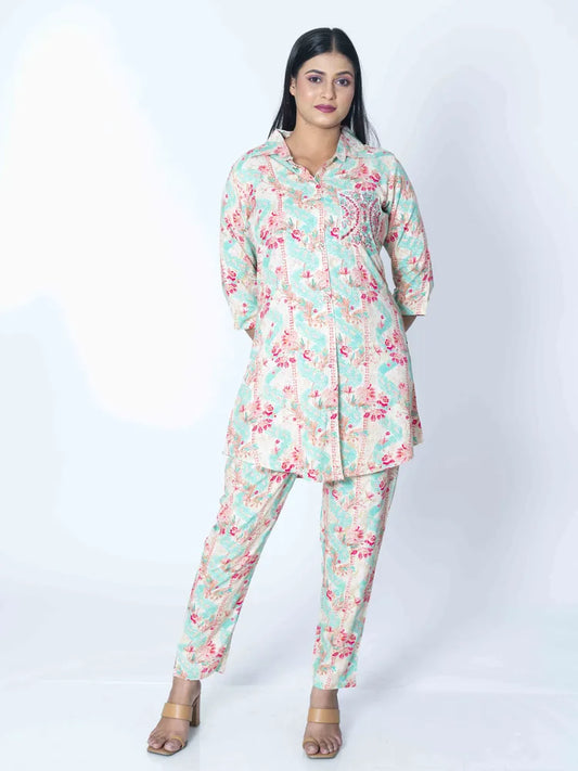 Graceful Green printed Co-Ord Set