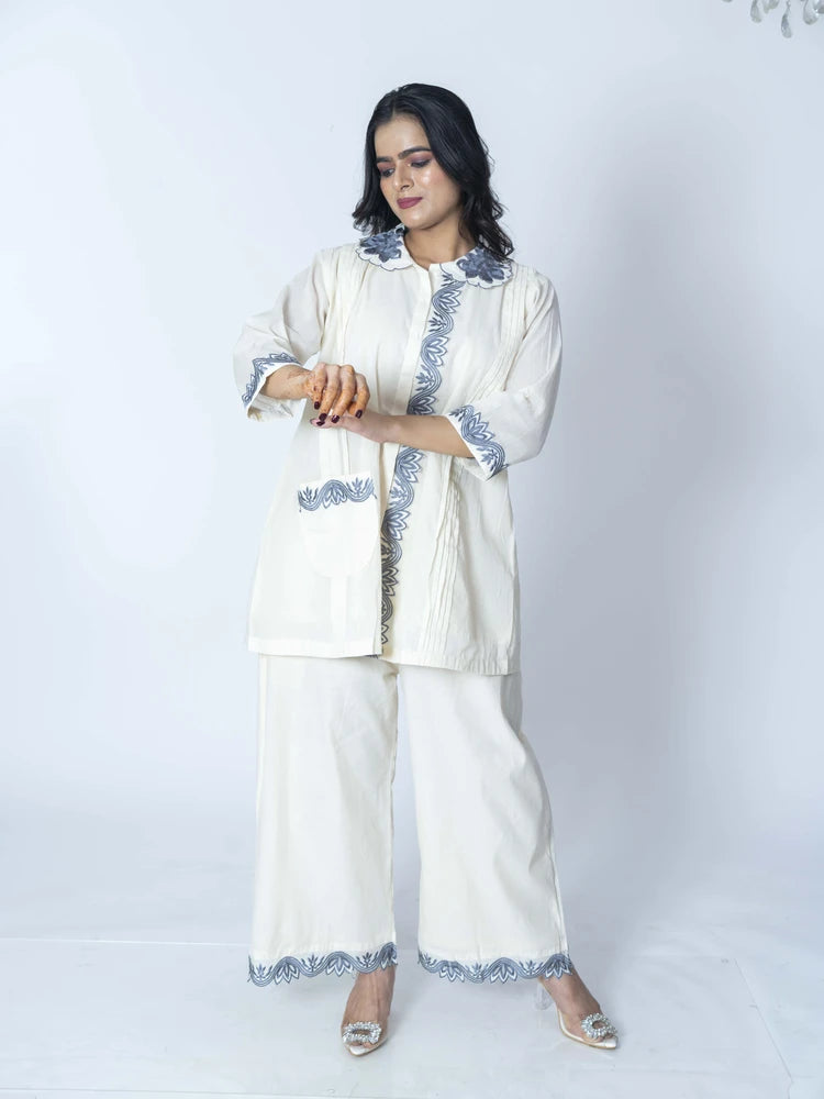 Elegant Cream Cotton Co-Ord Set
