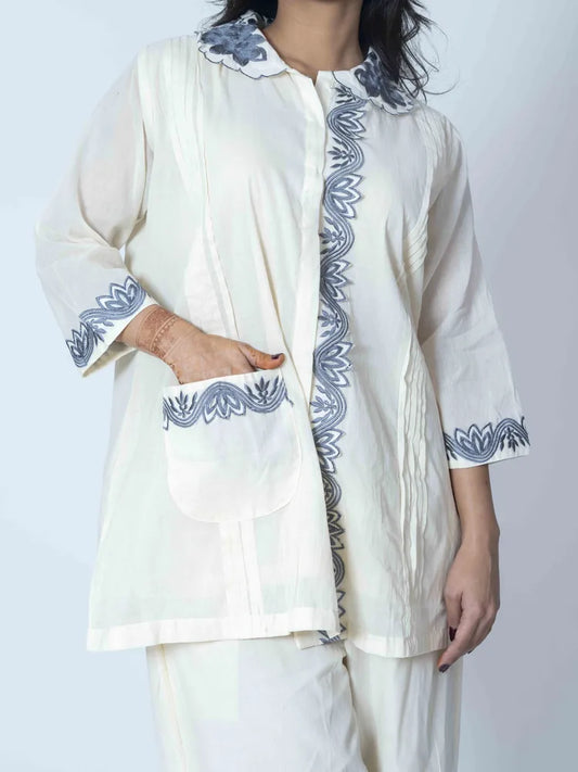Elegant Cream Cotton Co-Ord Set