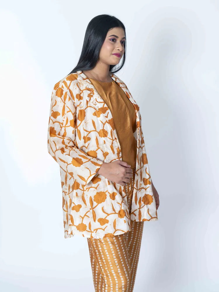 Dual Elegance: Brown Peach Crepe Co-Ord Set