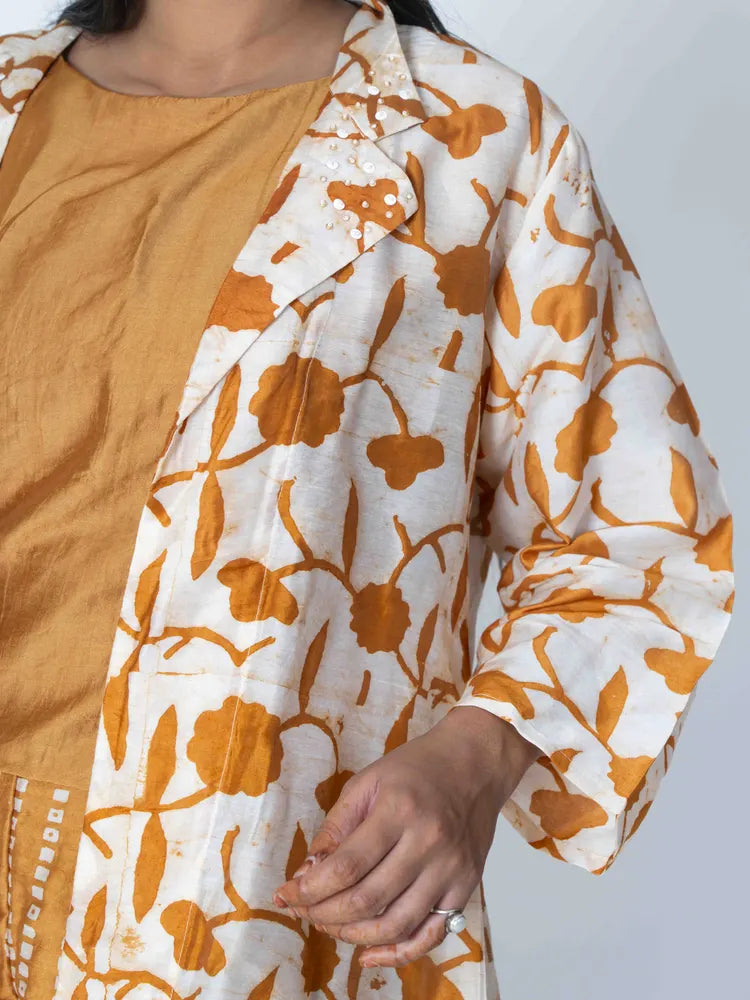 Dual Elegance: Brown Peach Crepe Co-Ord Set