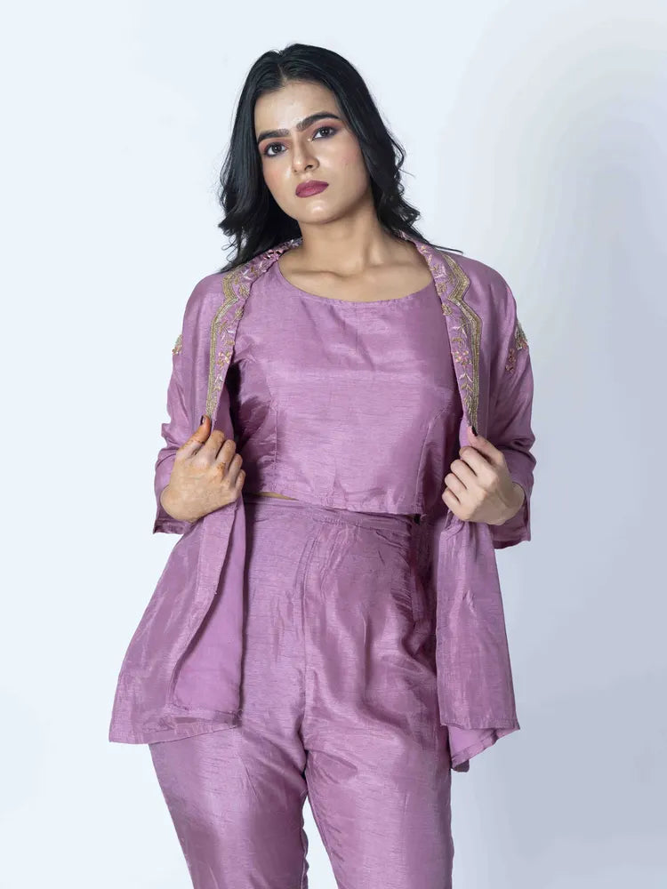 Royal Purple Raw Silk Co-Ord Set