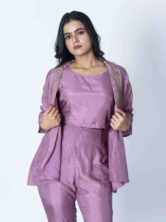 Royal Purple Raw Silk Co-Ord Set