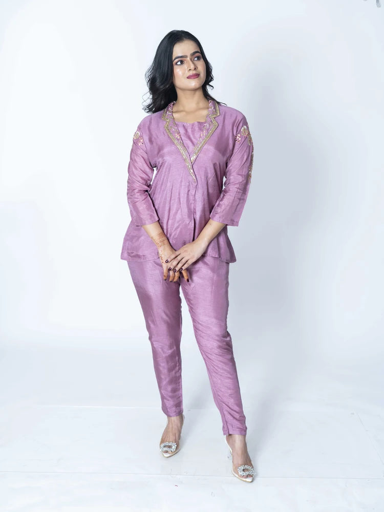 Royal Purple Raw Silk Co-Ord Set