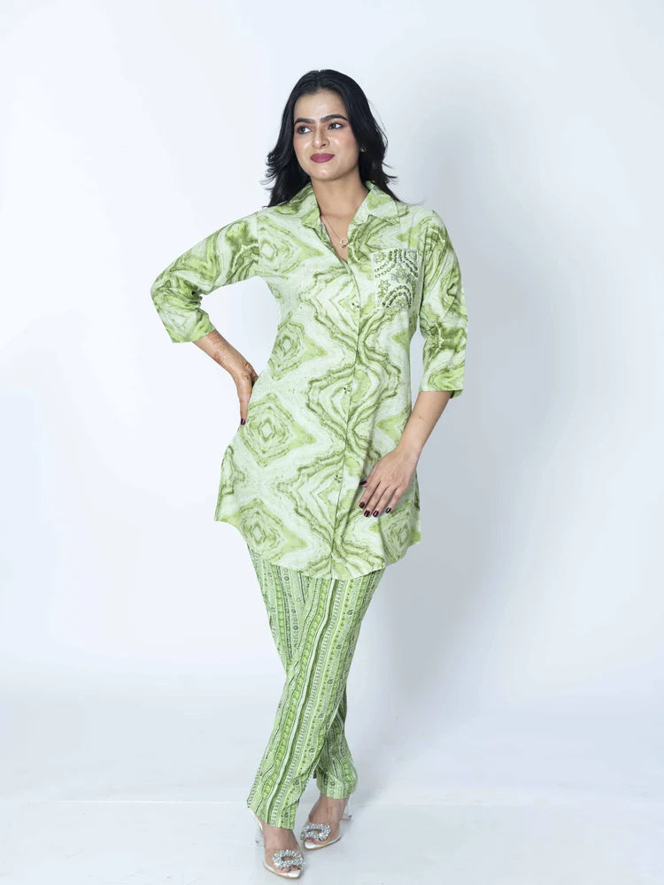 Verdant Grace – Green Rayon Co-ord Set