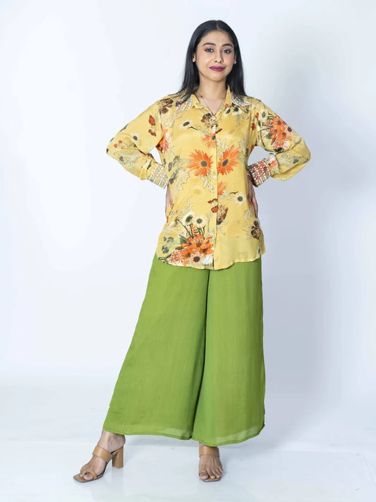 Sunshine Chic – Yellow Chinon Co-ord Set