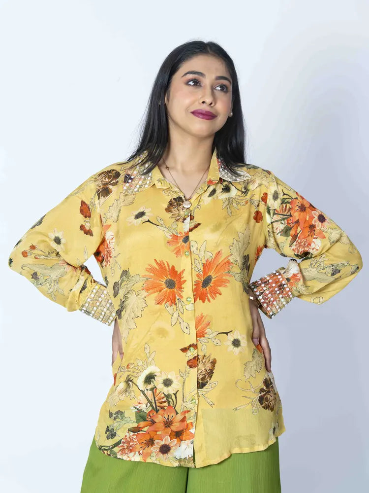 Sunshine Chic – Yellow Chinon Co-ord Set