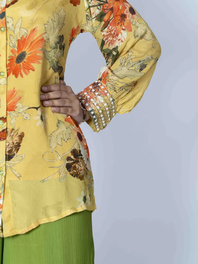 Sunshine Chic – Yellow Chinon Co-ord Set