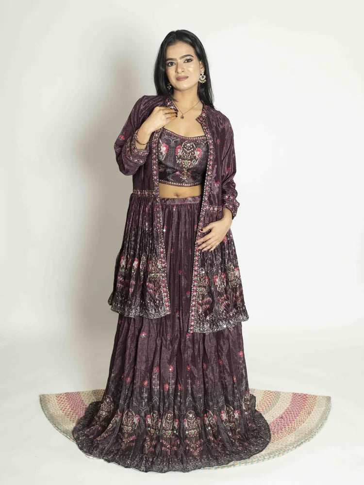 Choco Chic – Skirt, Blouse & Shrug Set