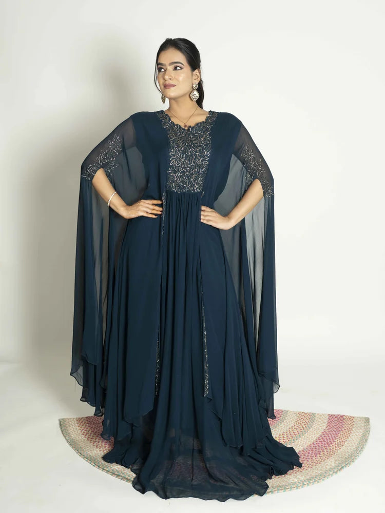 Teal Blue Georgette Dress