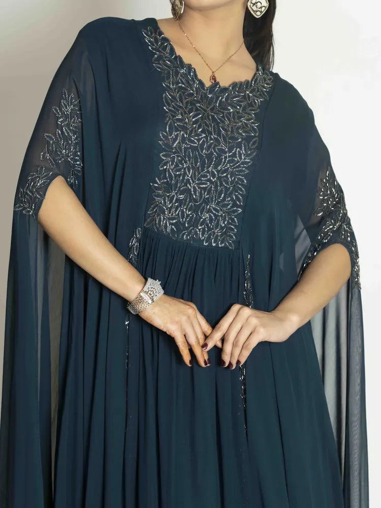 Teal Blue Georgette Dress