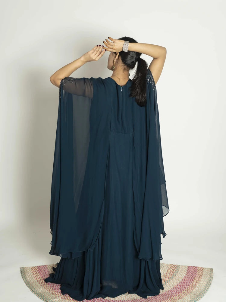 Teal Blue Georgette Dress