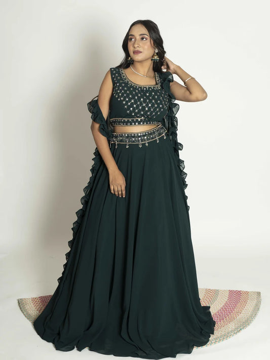 Enchanting Green – Skirt, Blouse & Shrug Set