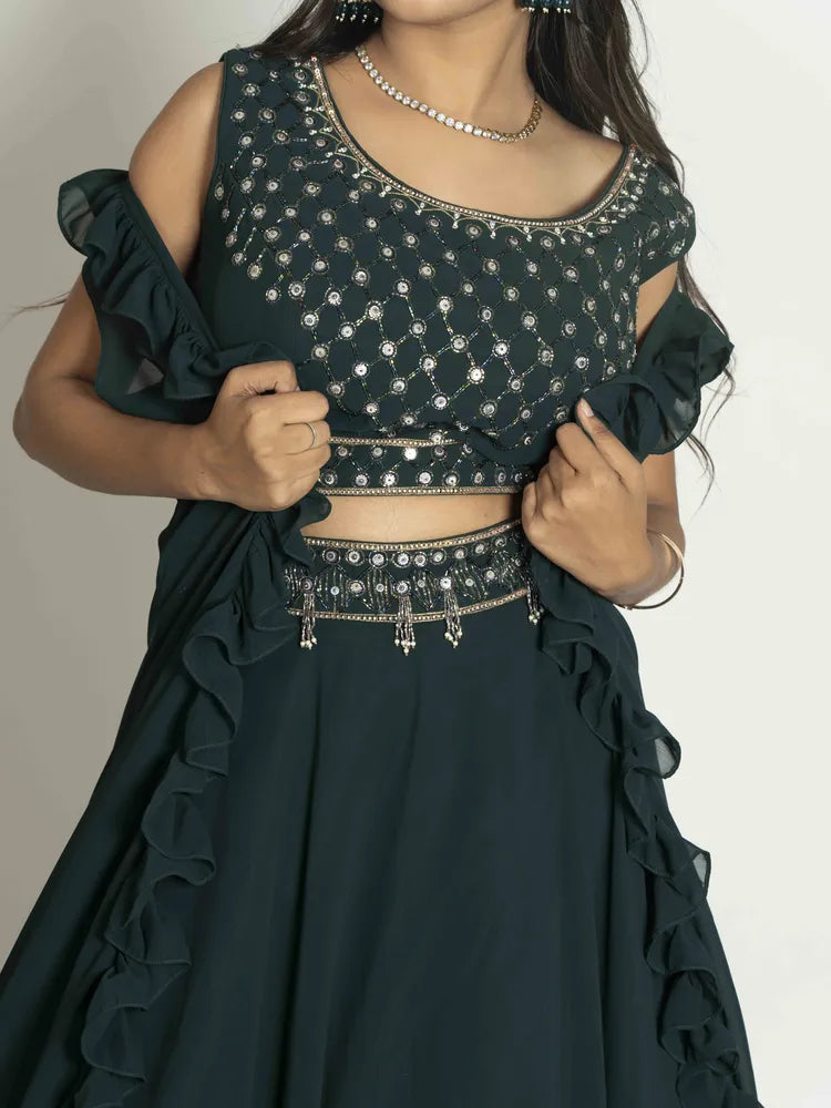 Enchanting Green – Skirt, Blouse & Shrug Set