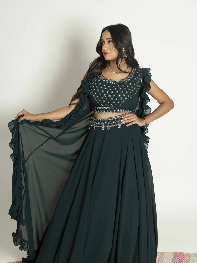 Enchanting Green – Skirt, Blouse & Shrug Set